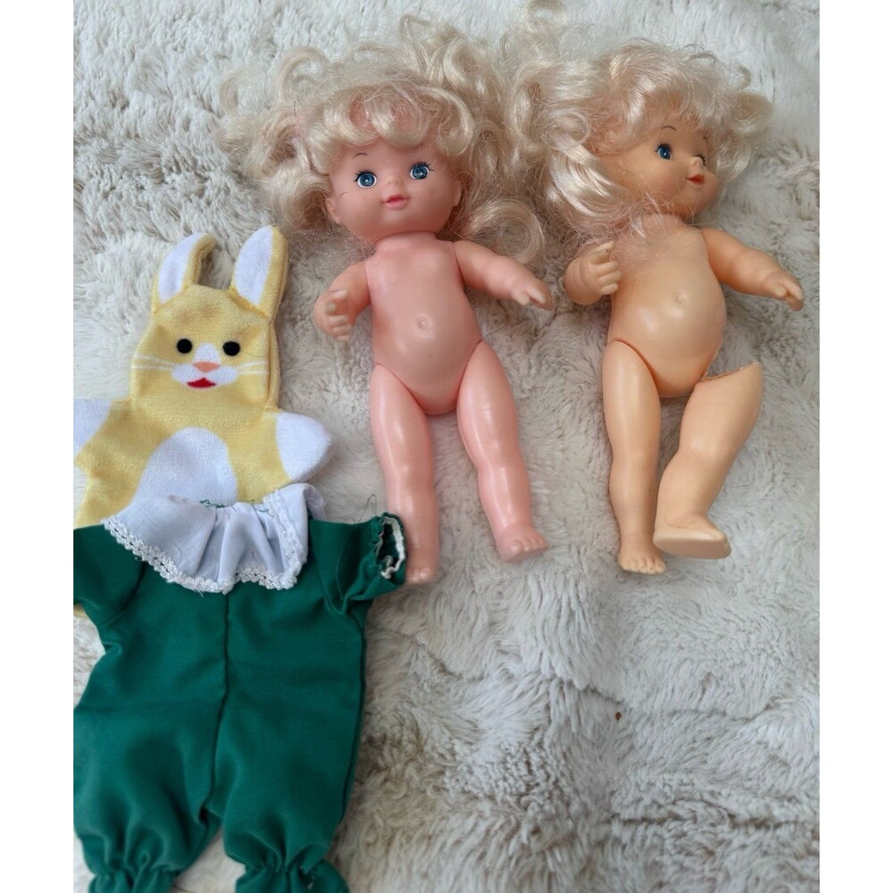 Vintage 80s 1985 Citi Toy Girl 6” Baby Doll Set of 2 Lil Miss Mattel Blonde